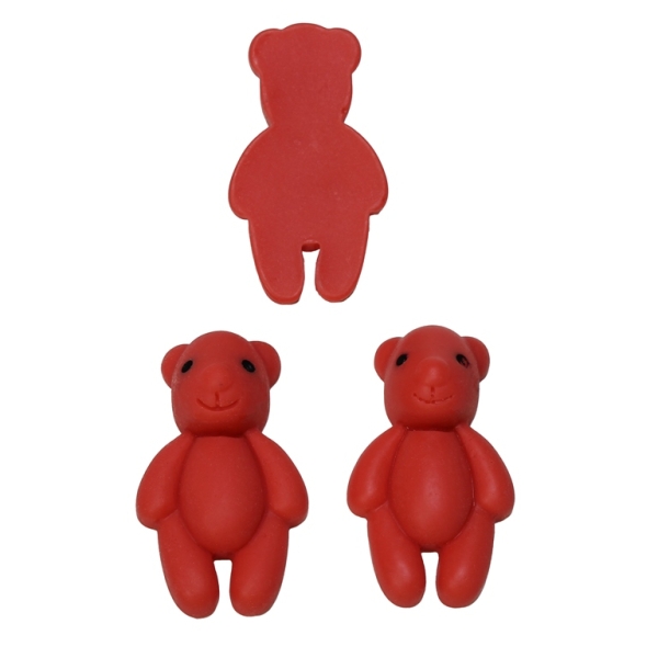 PLASTIC BEADS - RESIN 3D - FOR GLUING - BEAR 12 - 18x33x10mm RED (LIGHT) - PACKAGE 30pcs.