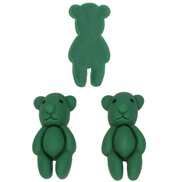 PLASTIC BEADS - RESIN 3D - FOR GLUING - BEAR 13 - 18x36x12mm GREEN - PACKAGE 30pcs.