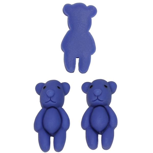 PLASTIC BEADS - RESIN 3D - FOR GLUING - BEAR 13 - 18x36x12mm BLUE - PACKAGE 30pcs.