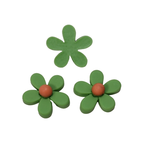 PLASTIC BEADS - RESIN 3D - FOR GLUING - FLOWER 02 - 23x10mm GREEN - PACKAGE 40pcs.