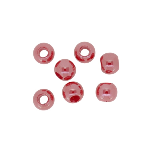 OPAQUE PLASTIC BEADS WITH COATING - UV - BALL - 12mm RED - 50g Hole-5.0mm (77pcs.)