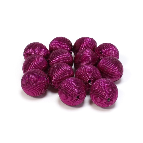 BALL WITH THREAD - LAME 02 - 20mm - CYCLAMEN - 5pcs. Hole-2.8mm