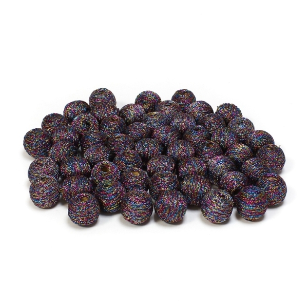 BALL WITH THREAD - LAME MULTICOLORED 01 - 10mm - COLORFUL 01 - 10pcs. Hole-2.8mm