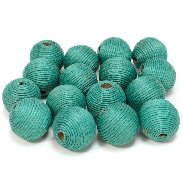 BALL WITH THREAD - COTTON - 20mm - TURQUOISE (DARK) 251 - 5pcs. Hole-4.0mm