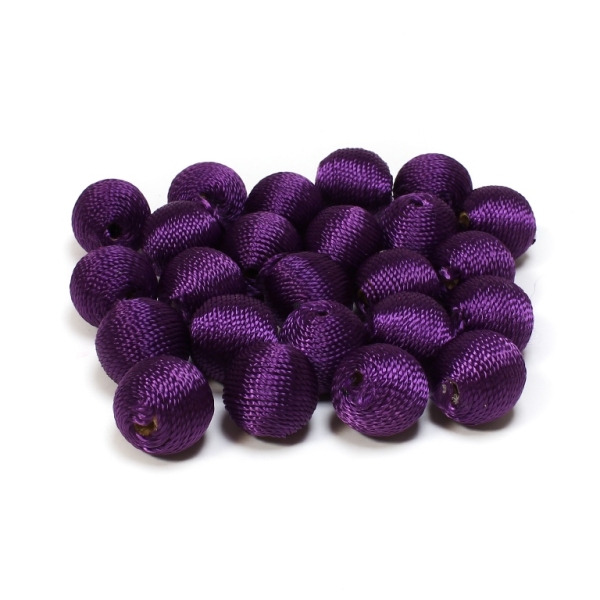 BALL WITH THREAD - POLYESTER 02 - 16mm - PURPLE (DARK) - 5pcs. Hole-4.0mm