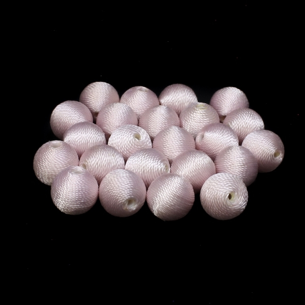 BALL WITH THREAD - POLYESTER 02 - 16mm - PINK (LIGHT) - 5pcs. Hole-3.0mm