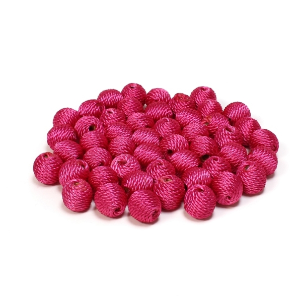 BALL WITH THREAD - POLYESTER 03 - 10mm - CYCLAMEN - 10pcs. Hole-2.8mm