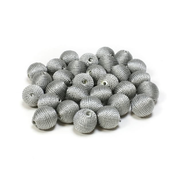 BALL WITH THREAD - POLYESTER 03 - 14mm - GRAY (LIGHT) - PACKAGE 100pcs. Hole-2.5mm