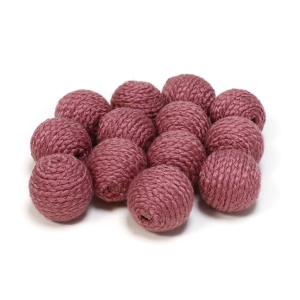 BALL WITH THREAD - POLYESTER 04 - 20mm - ROSE DUST (DARK) - PACKAGE 50pcs. Hole-3.5mm