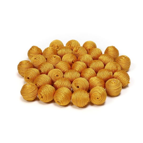 BALL WITH THREAD - POLYESTER GSM - 12mm - ORANGE - PACKAGE 100pcs. Hole-2.5mm