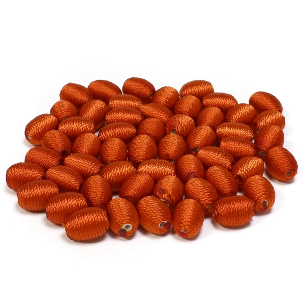 FIGURES FROM THREAD - OVAL - POLYESTER 02 - 12x10mm - ORANGE - PACKAGE 100pcs. Hole-2.0mm