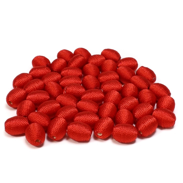 FIGURES FROM THREAD - OVAL - POLYESTER 02 - 12x10mm - RED - PACKAGE 100pcs. Hole-2.0mm