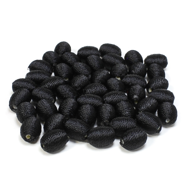 FIGURES FROM THREAD - OVAL - POLYESTER 02 - 12x10mm - BLACK - PACKAGE 100pcs. Hole-2.0mm