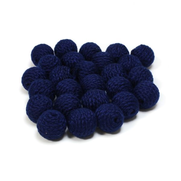BALL WITH THREAD - POLYESTER 04 - 16mm - BLUE (DARK) - 5pcs. Hole-3.0mm