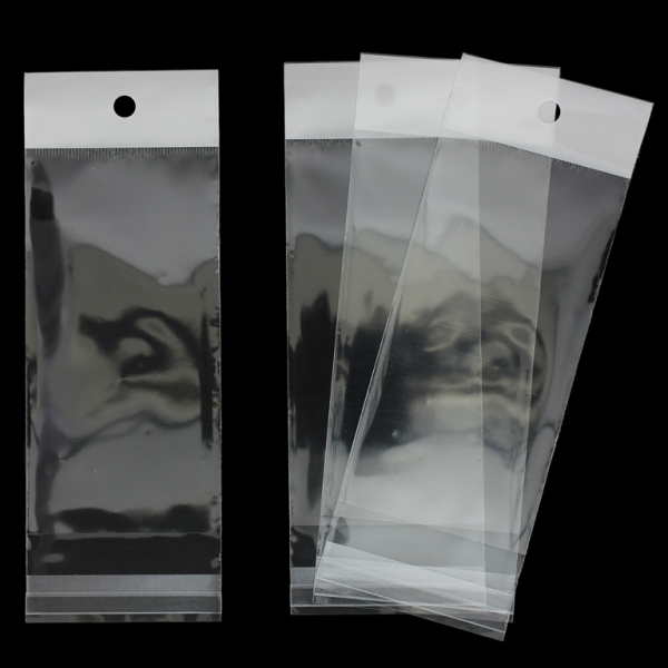 PACKAGING - CELLOPHANE BAG WITH WHITE POST - 6x16+3cm (40µ) - 200pcs.