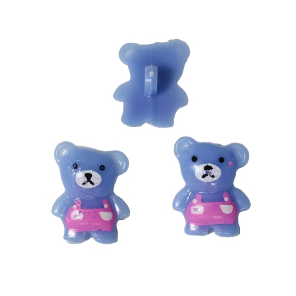 PLASTIC BEADS - BUTTON TYPE - BEAR 01 - 19x15mm BLUE AND PINK - PACKAGE 200g (406pcs.) Hole-3.0mm