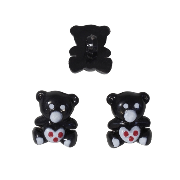 PLASTIC BEADS - BUTTON TYPE - BEAR 03 - 18x14mm BLACK AND WHITE - PACKAGE 200g (295pcs.) Hole-3.5mm