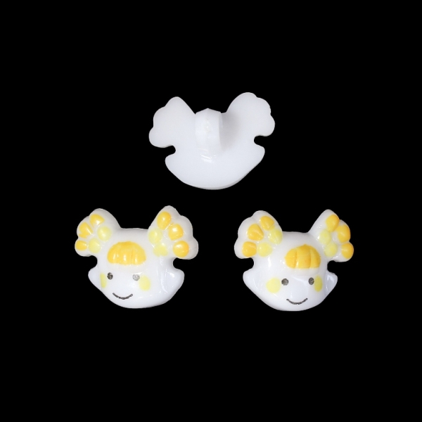 PLASTIC BEADS - BUTTON TYPE - GIRL 01 - 14x18mm ECRU (LIGHT) AND YELLOW - PACKAGE 200g (435pcs.) Hole-2.8mm