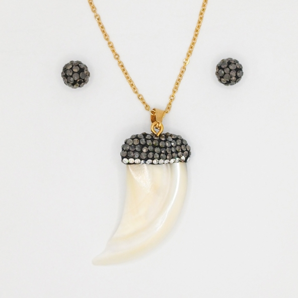 JEWELRY - SET - STAINLESS STEEL AND MOTHER OF PEARL ROYAL - HORN S36 - GOLD AND MOTHER OF PEARL ROYAL WHITE - PACKAGE (6 sets)