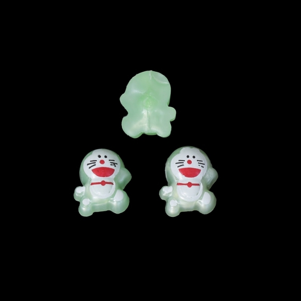 PLASTIC BEADS FOR GLUING - FIGURINES - DORAEMON 01 - 15x12mm GREEN (LIGHT) AND WHITE - PACKAGE 200g (401pcs.)