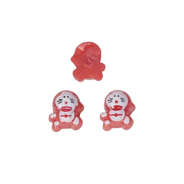 PLASTIC BEADS FOR GLUING - FIGURINES - DORAEMON 01 - 15x12mm CORAL (DARK) PINK AND WHITE - PACKAGE 200g (401pcs.)