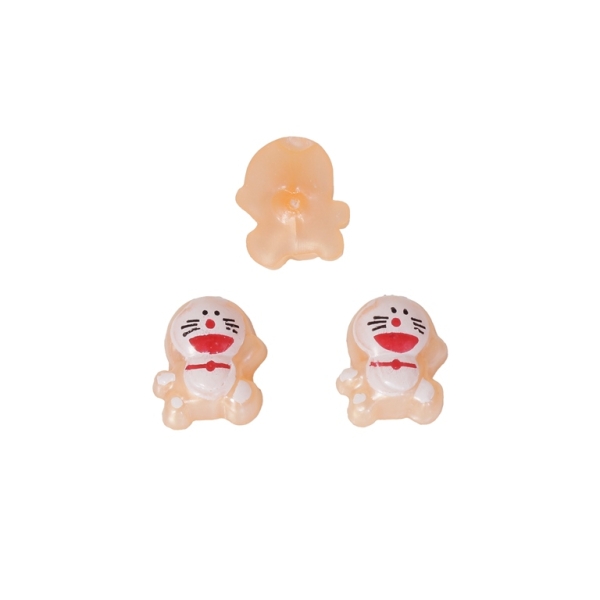 PLASTIC BEADS FOR GLUING - FIGURINES - DORAEMON 01 - 15x12mm ORANGE AND WHITE - PACKAGE 200g (401pcs.)