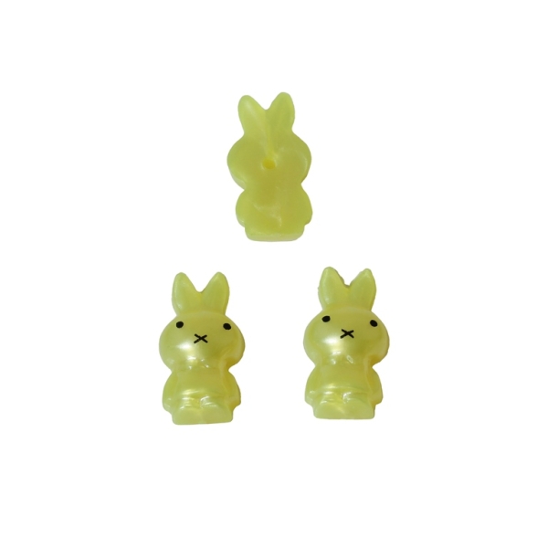 PLASTIC BEADS FOR GLUING - FIGURINES - BUNNY 01 - 19x10mm YELLOW AND BLACK - PACKAGE 200g (420pcs.)