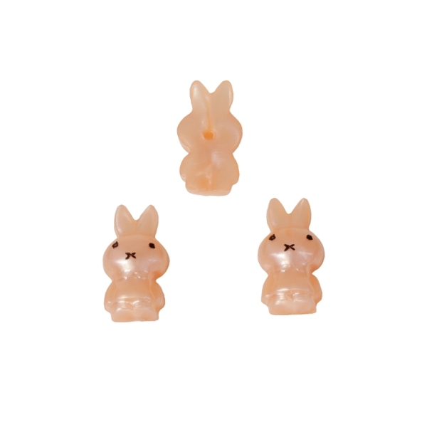 PLASTIC BEADS FOR GLUING - FIGURINES - BUNNY 01 - 19x10mm ORANGE (LIGHT) AND BLACK - PACKAGE 200g (440pcs.)