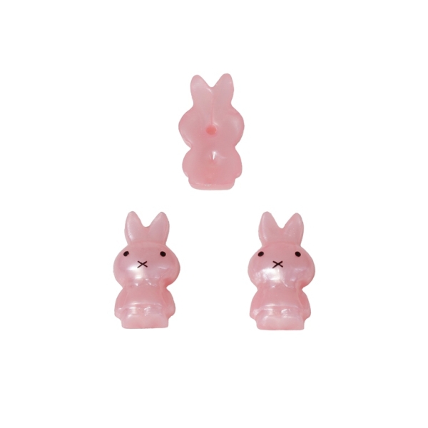 PLASTIC BEADS FOR GLUING - FIGURINES - BUNNY 01 - 19x10mm PINK (LIGHT) AND BLACK - PACKAGE 200g (438pcs.)