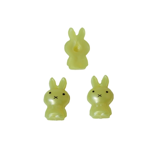 PLASTIC BEADS FOR GLUING - FIGURINES - BUNNY 01 - 19x11mm YELLOW (LIGHT) AND BLACK - PACKAGE 200g (582pcs.)