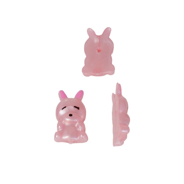 PLASTIC BEADS FOR GLUING - FIGURINES - BUNNY 02 - 20x12mm PINK (LIGHT) AND PINK - PACKAGE 200g (353pcs.)