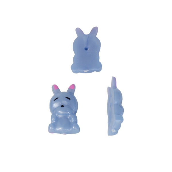 PLASTIC BEADS FOR GLUING - FIGURINES - BUNNY 02 - 20x12mm BLUE AND PINK - PACKAGE 200g (353pcs.)