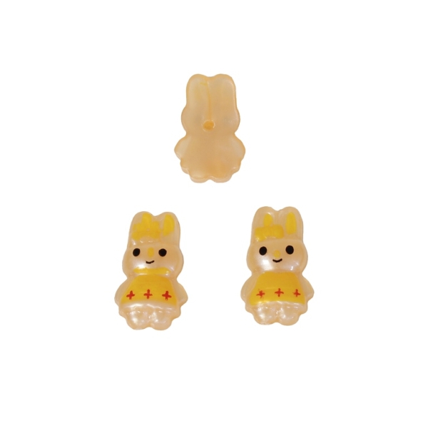 PLASTIC BEADS FOR GLUING - FIGURINES - BUNNY 03 - 19x11mm ORANGE (LIGHT) AND YELLOW - PACKAGE 200g (562pcs.)