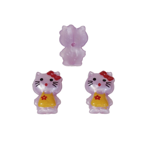 PLASTIC BEADS FOR GLUING - FIGURINES - KITTY 02 - 21x13mm PURPLE AND RED - PACKAGE 200g (327pcs.)