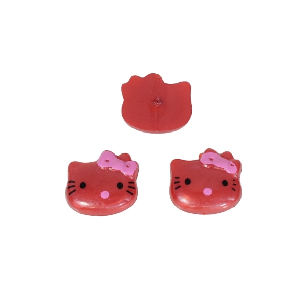 PLASTIC BEADS FOR GLUING - FIGURINES - KITTY 03 - 15x15mm CORAL (DARK) PINK AND PINK - PACKAGE 200g (430pcs.)