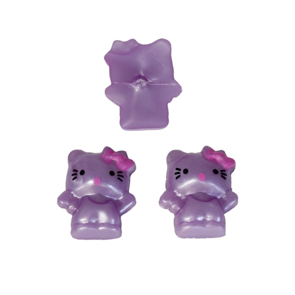 PLASTIC BEADS FOR GLUING - FIGURINES - KITTY 03 - 20x16mm PURPLE AND PINK - PACKAGE 200g (230pcs.)