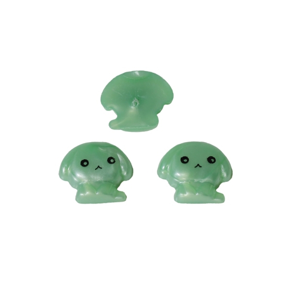 PLASTIC BEADS FOR GLUING - FIGURINES - PUPPY 01 - 15x17mm GREEN (LIGHT) AND BLACK - PACKAGE 200g (310pcs.)