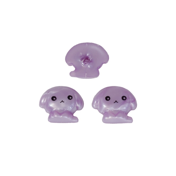 PLASTIC BEADS FOR GLUING - FIGURINES - PUPPY 01 - 15x17mm PURPLE 01 AND BLACK - PACKAGE 200g (312pcs.)