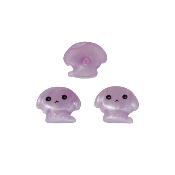 PLASTIC BEADS FOR GLUING - FIGURINES - PUPPY 01 - 15x17mm PURPLE 03 AND BLACK - PACKAGE 200g (312pcs.)