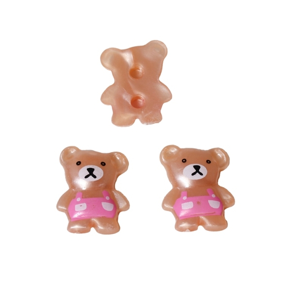 PLASTIC BEADS FOR GLUING - FIGURINES - BEAR 01 - 19x15mm PEACH AND PINK - PACKAGE 200g (430pcs.)