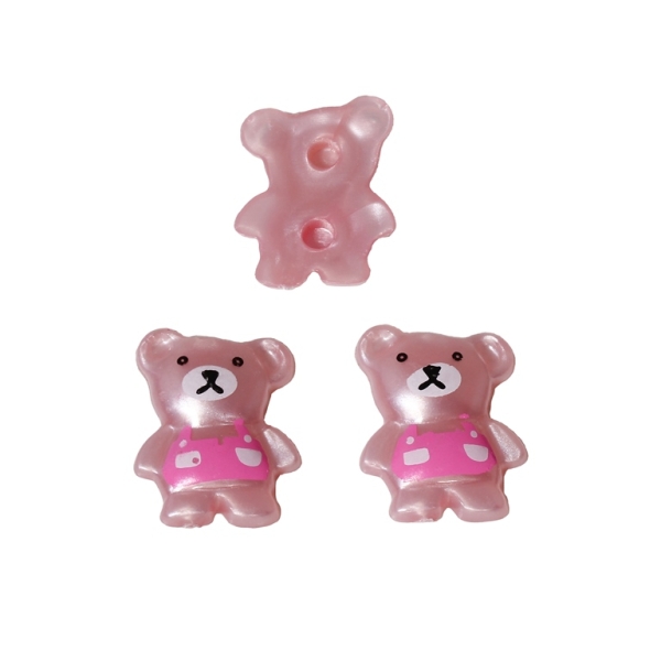 PLASTIC BEADS FOR GLUING - FIGURINES - BEAR 01 - 19x15mm PINK (LIGHT) AND PINK - PACKAGE 200g (430pcs.)