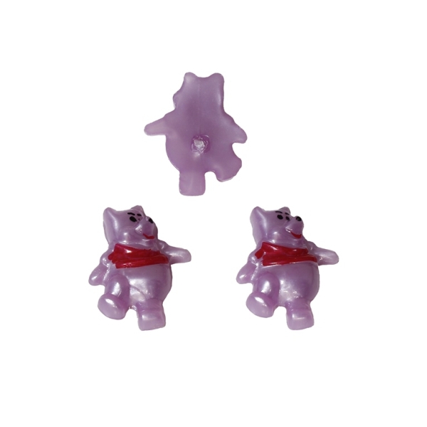 PLASTIC BEADS FOR GLUING - FIGURINES - WINNIE THE POOH 01 - 19x14mm PURPLE AND RED - PACKAGE 200g (450pcs.)