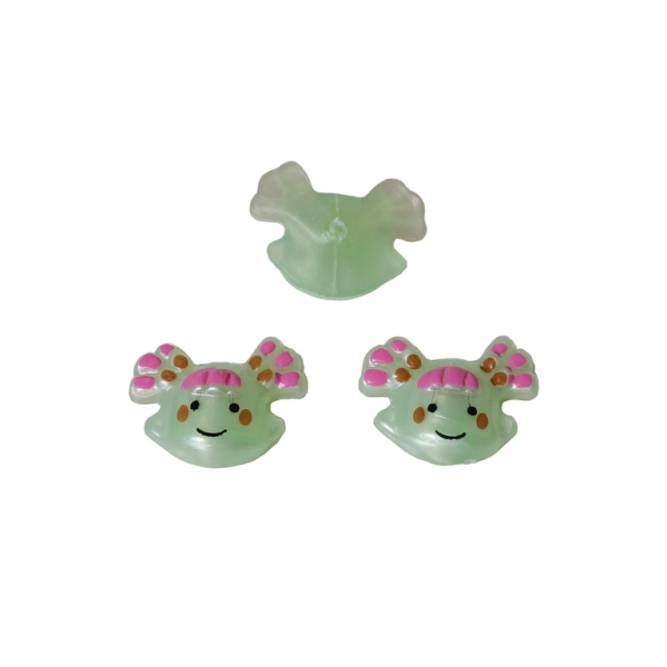 PLASTIC BEADS FOR GLUING - FIGURINES - GIRL 01 - 18x14mm GREEN (LIGHT) AND PINK - PACKAGE 200g (488pcs.)