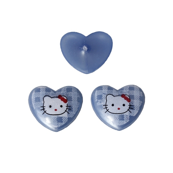 PLASTIC BEADS FOR GLUING - FIGURINES - HEART WITH KITTY - 17x19mm BLUE (LIGHT) AND WHITE - PACKAGE 200g (285pcs.)