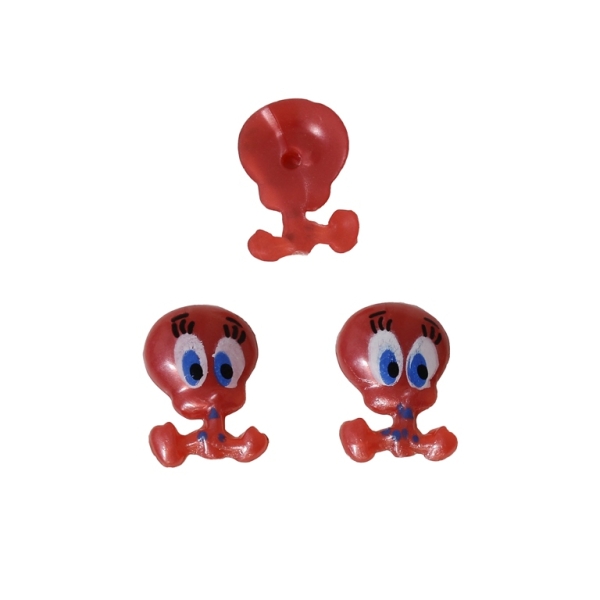 PLASTIC BEADS FOR GLUING - FIGURINES - TWEETY 02 - 17x12mm CORAL PINK (DARK) AND WHITE - PACKAGE 200g (700pcs.)