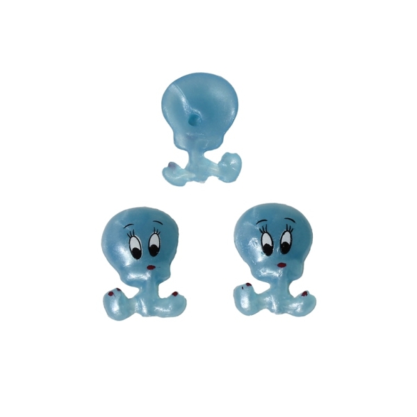 PLASTIC BEADS FOR GLUING - FIGURINES - TWEETY 02 - 17x12mm BLUE (LIGHT) AND WHITE - PACKAGE 200g (700pcs.)