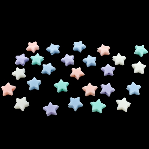 OPAQUE PLASTIC BEADS - STAR 01 - 9x4mm MIX (LIGHT) - 50g Hole-1.8mm (294pcs.)