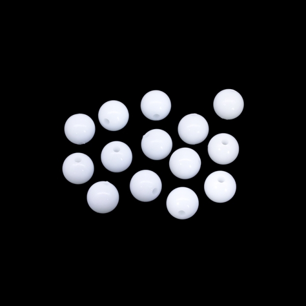 OPAQUE PLASTIC BEADS - BALL - 10mm WHITE (COLD) - PACKAGE 500g Hole-2.2mm (1050pcs.)