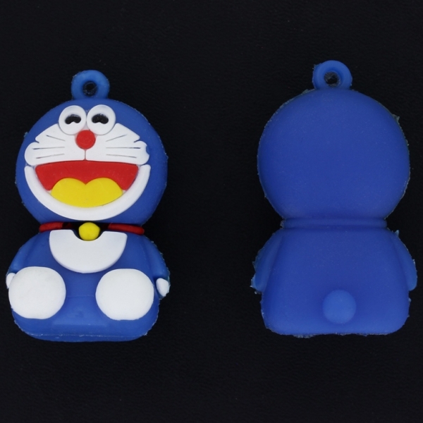 PLASTIC BEADS - SILICONE 3D - PENDANT - DORAEMON 01 - 23x37x20mm BLUE-WHITE-YELLOW - PACKAGE 10pcs. Hole-2.0mm