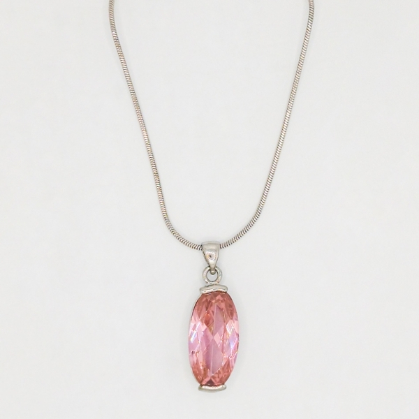 JEWELRY - NECKLACE - STAINLESS STEEL AND ZIRCON - PENDANT К077-03 - 1.0x3.0cm NICKEL-PINK - PACKAGE 6pcs.